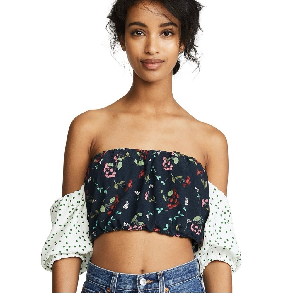 BACKSTAGE - CRAZY LOVE MIXED MEDIA TOP - NAVY MIX - SIZE MEDIUM